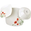 Porcelánová jídelní sada LEA Poppy II 18 ks bílá/červená