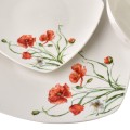 Porcelánová jídelní sada LEA Poppy II 18 ks bílá/červená