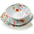 Porcelánová jídelní sada LEA Smooth 18 ks bílá/barevná
