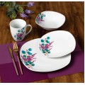 Porcelánová jídelní sada s hrníčkem LEA Lavender 16 ks bílá/fialová