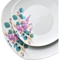 Porcelánová jídelní sada s hrníčkem LEA Lavender 16 ks bílá/fialová