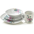 Porcelánová jídelní sada s hrníčkem LEA Lavender 16 ks bílá/fialová