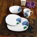 Porcelánová jídelní sada s hrníčkem LEA Purple 16 ks bílá/modrá