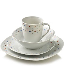 Porcelánová jídelní sada s hrníčkem LEA Mini 16 ks bílá/barevná