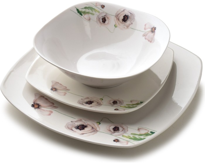 Porcelánová jídelní sada LEA Pink 18 ks bílá/růžová