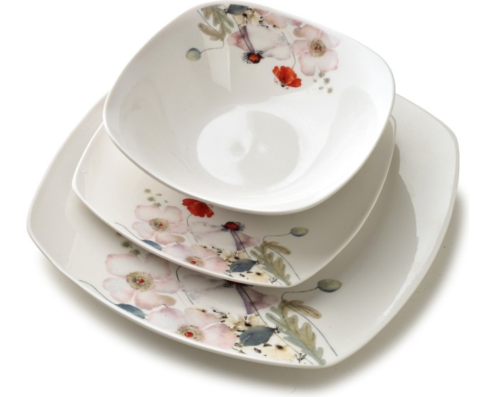 Porcelánová jídelní sada LEA Light 18 ks bílá/barevná