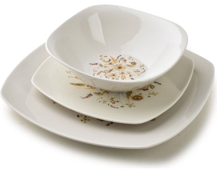 Porcelánová jídelní sada LEA Beige 18 ks bílá/béžová