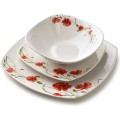 Porcelánová jídelní sada LEA Poppy 18 ks bílá/červená 