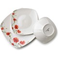 Porcelánová jídelní sada LEA Poppy 18 ks bílá/červená 