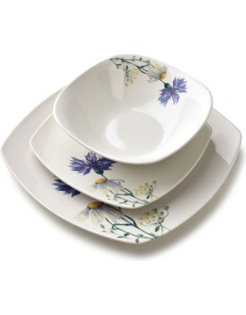 Porcelánová jídelní sada LEA Cornflower 18 ks bílá/modrá