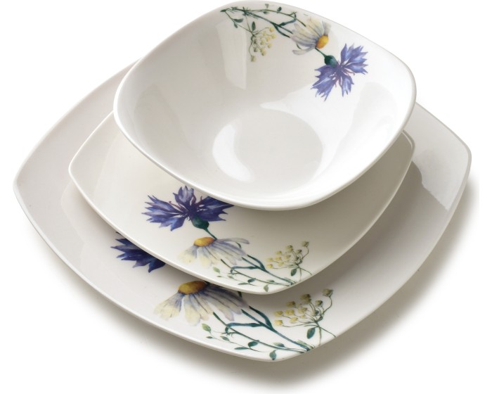 Porcelánová jídelní sada LEA Cornflower 18 ks bílá/modrá