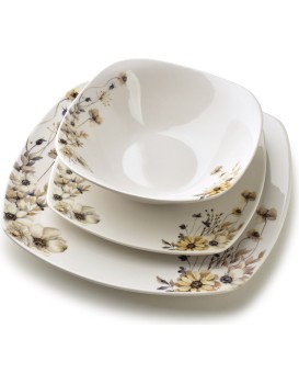 Porcelánová jídelní sada LEA Prime 18 ks bílá/béžová