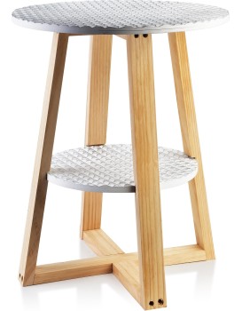 Odkládací stolek LAMMY 40x50 cm bílo-stříbrný/dub přírodní