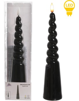 LED svíčka IDALIA SPIRAL 25 cm černá