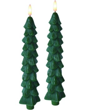 Sada 2 ks vánočních LED svíček Nikolao 5x26 cm zelená