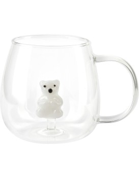 Skleněný hrnek PETER BEAR 400 ml čirý