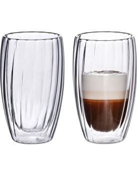 Sada 2 ks skleněných hrnků PETER STRIPES 450 ml čirá