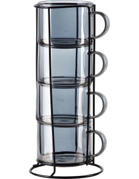 Sada 4 ks hrnků PETER GREY 350 ml šedá