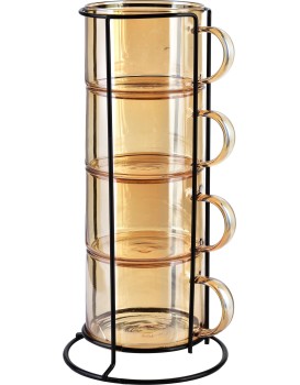 Sada 4 ks skleněných hrnků PETER HONEY 350 ml žlutá
