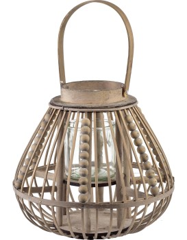 Proutěná lucerna LUCIE Grey 30x28 cm šedá