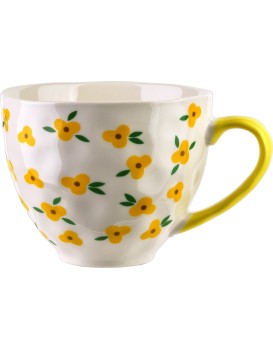 Porcelánový hrnek FLORELLA 400 ml bílý/žlutý