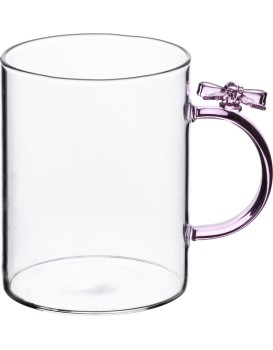 Skleněný hrnek PETER RIBBON 400 ml čirý/růžový