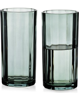 Sada 4 ks vysokých sklenic ELISE STRIPES 360 ml čirá/zelená