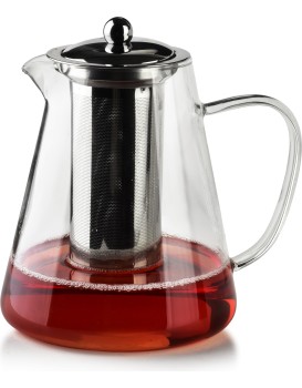 Skleněná čajová konvice PETER 1,3 l čirá/nerez