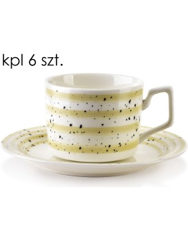 Sada 6 ks šálků s podšálkem Joy 210 ml bílá/žlutá