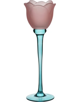 Svícen Julietta 27 cm modrý/růžový