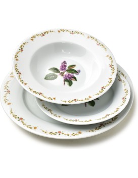 Porcelánová jídelní sada LEA Lilac 18 ks bílá/fialová