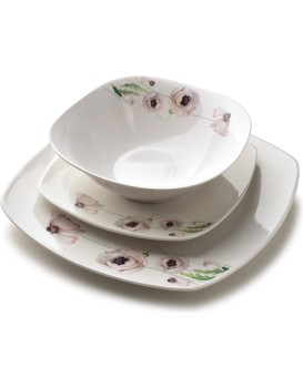 Porcelánová jídelní sada LEA Pink 18 ks bílá/růžová