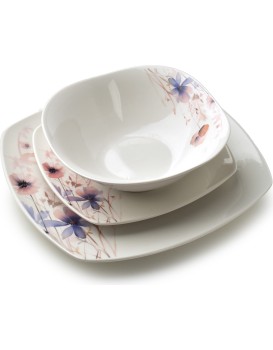 Porcelánová jídelní sada LEA Delicate 18 ks bílá/růžová