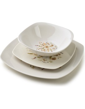 Porcelánová jídelní sada LEA Beige 18 ks bílá/béžová