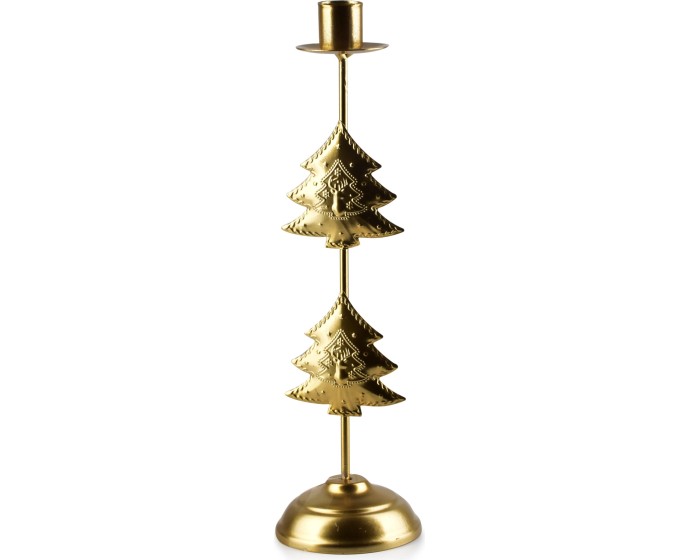 Vánoční svícen Bron SANTA LILA 29,5 cm stromek zlatý