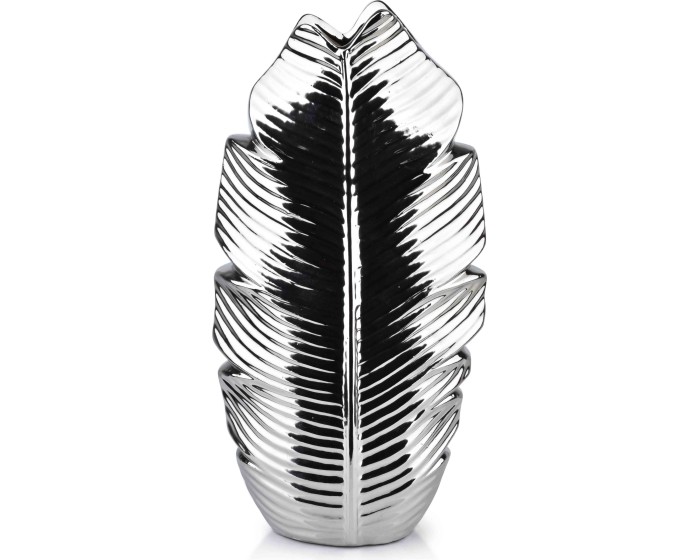 Keramická váza LEAF 35 cm stříbrná