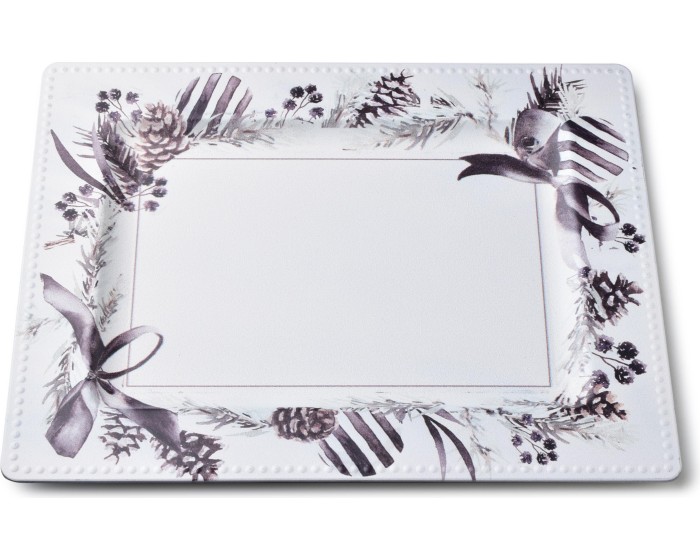 Dekorativní servírovací tác BLANCHE FESTIVE III 31,5 cm bílý s vánočním motivem
