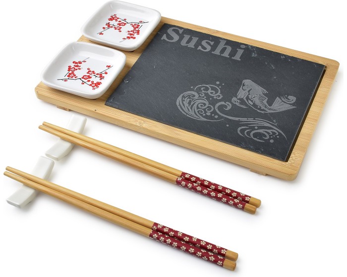 Servírovací sada na sushi SUSHIBO RED pro dvě osoby