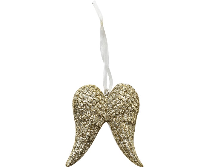 Vánoční závěsná ozdoba SANTA LILA WINGS 6,5 cm zlatá