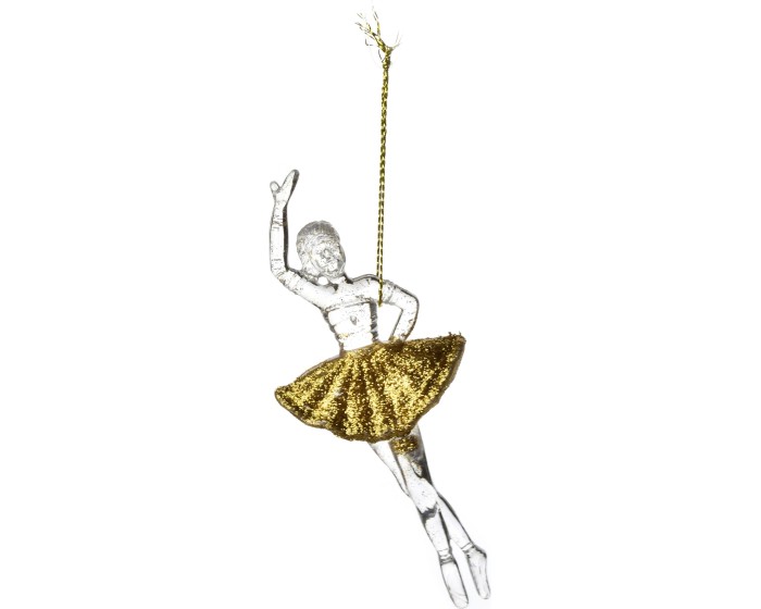 Vánoční závěsná figurka SANTA LILA BALLERIN 14,2 cm čirá/zlatá