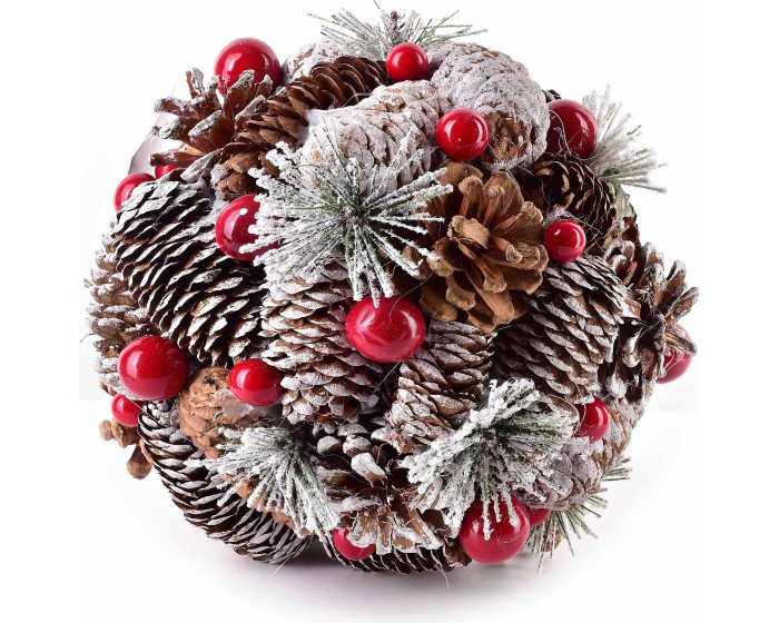 Vánoční závěsná kulová dekorace SANTA LILA 18 cm přírodní