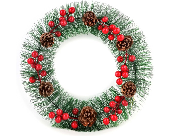 Vánoční věnec SANTA LILA 30 cm zelený/červený