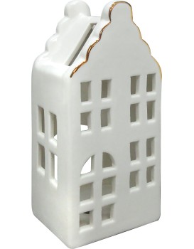 Vánoční keramická lucerna HYTTE VI 16,8 cm bílá