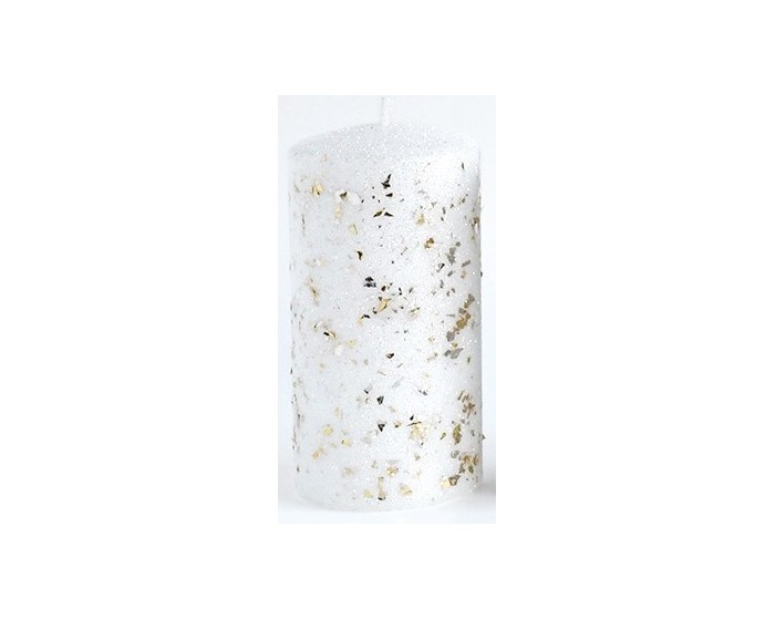 Vánoční svíčka GLAMOUR 7x17,5 cm bílá