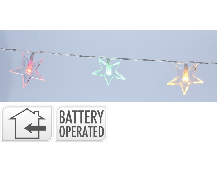 Vánoční LED světelný řetěz STARS 1,3 m vícebarevný