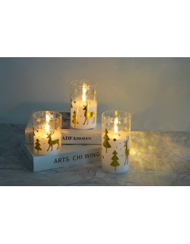 Vánoční LED svíčka Nikolao II 7,5x10 cm bílá