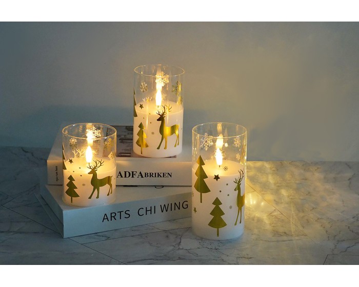 Vánoční LED svíčka Nikolao II 7,5x15 cm bílá