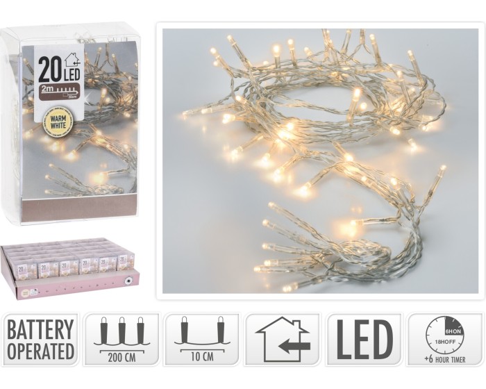 Světelný LED řetěz TWINKLE 200 cm teplá bílá