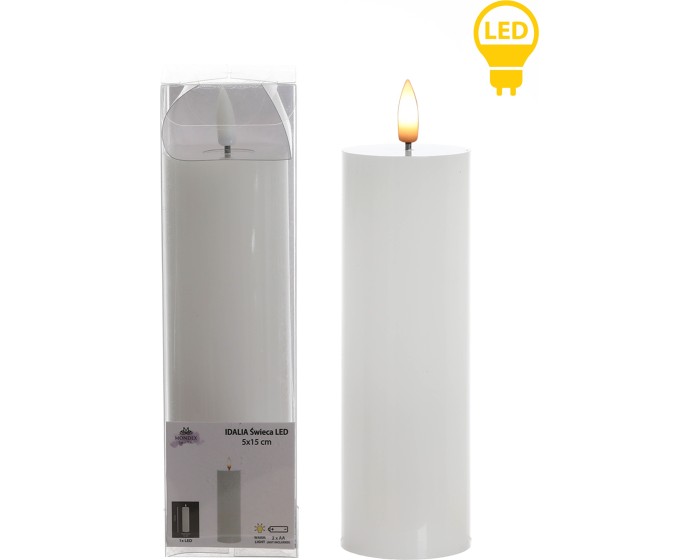 LED svíčka IDALIA 18 cm bílá