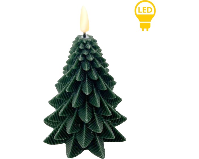 Vánoční LED dekorativní svíčka Nikolao Trh 15 cm zelená
